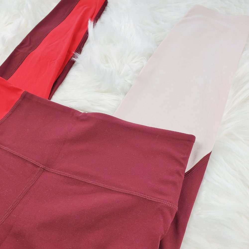 NWOT Athleta Red Colorblock Asym 7/8 Leggings - Picture 3 of 6